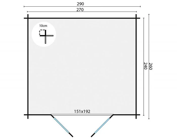 Log cabin - garden house Mila 290x260 cm.