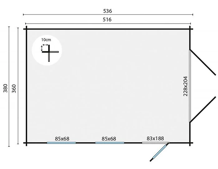 Garage Marketta With Flat Roof Untreated Spruce 380x536cm