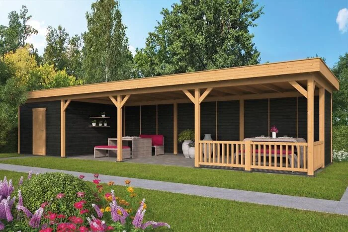 Planed Larch/Douglas Flat Roof Olso XL Type 10